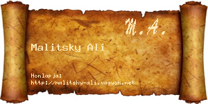 Malitsky Ali névjegykártya